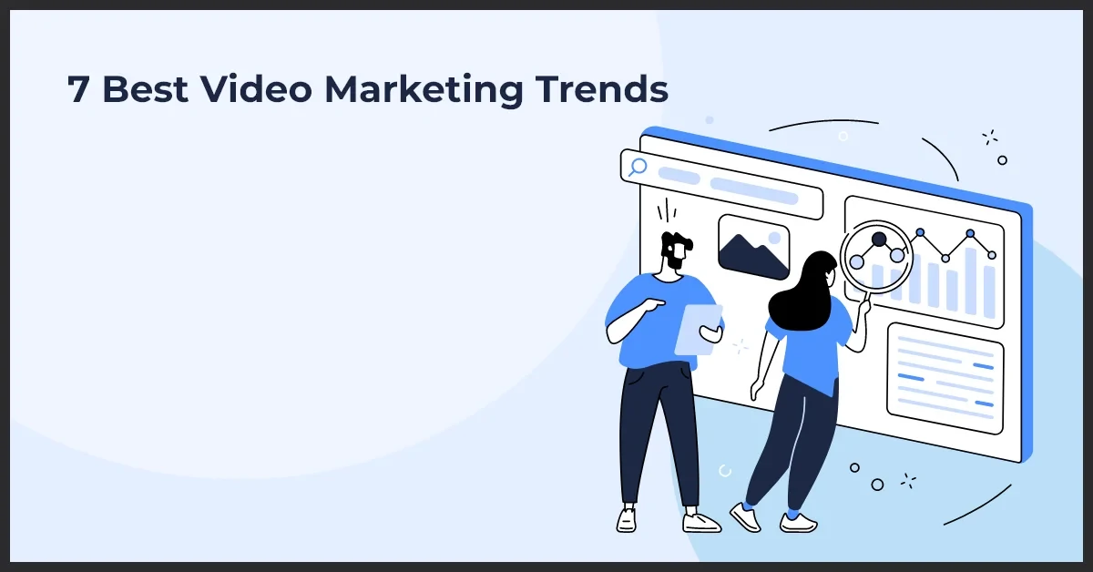 a man and woman standing next to a digital screen looking at the Video Marketing Trends growth graph