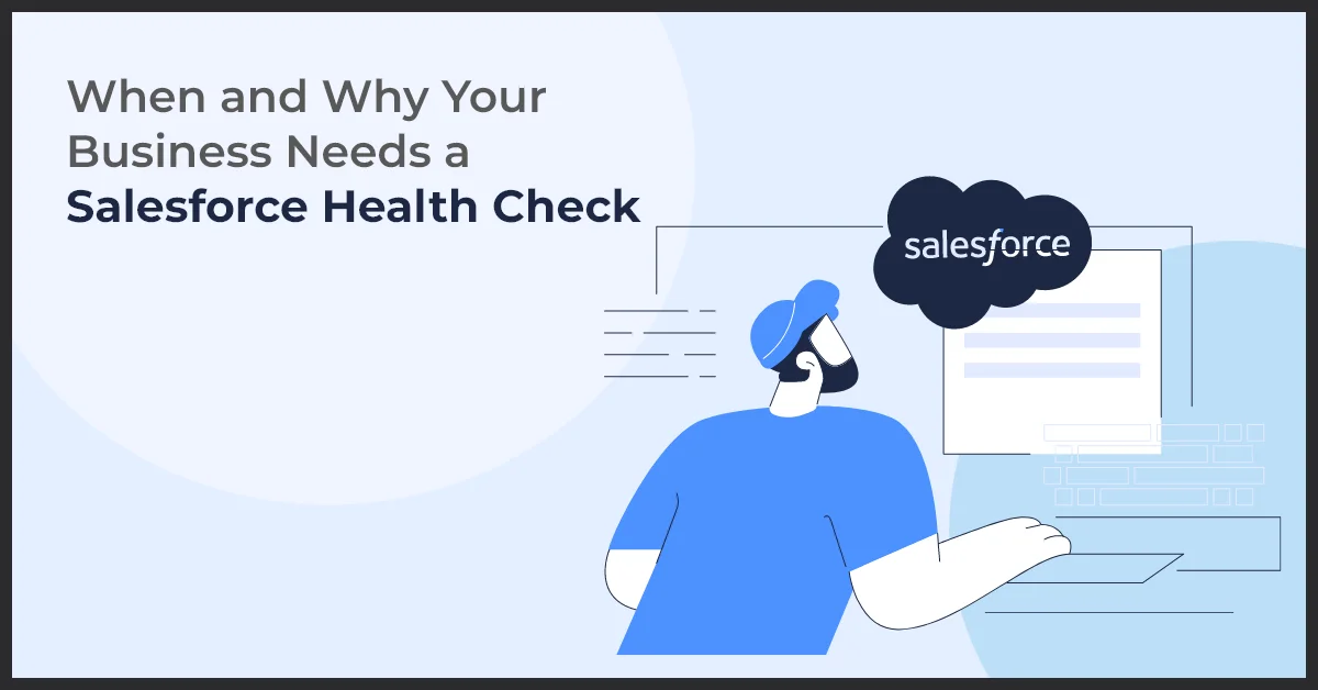 Image of a man looking at the Salesforce icon visible on a desktop screen reprwsenting when and why your business needs a Salesforce Health Check