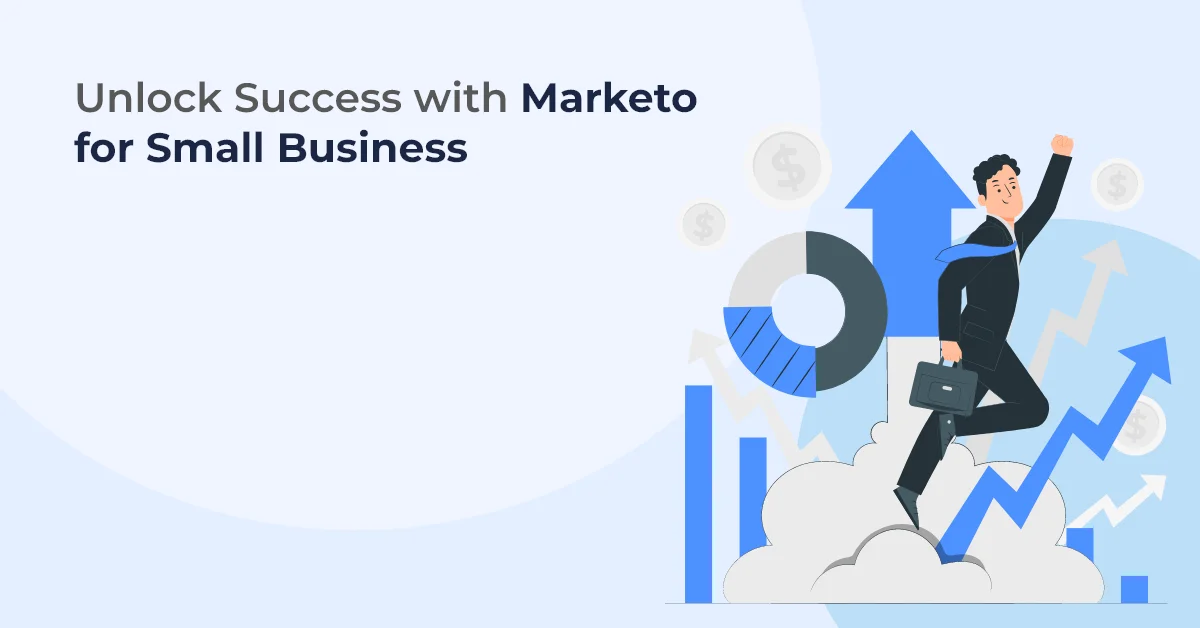 Businessman soaring to success using marketo tools for small business growth.