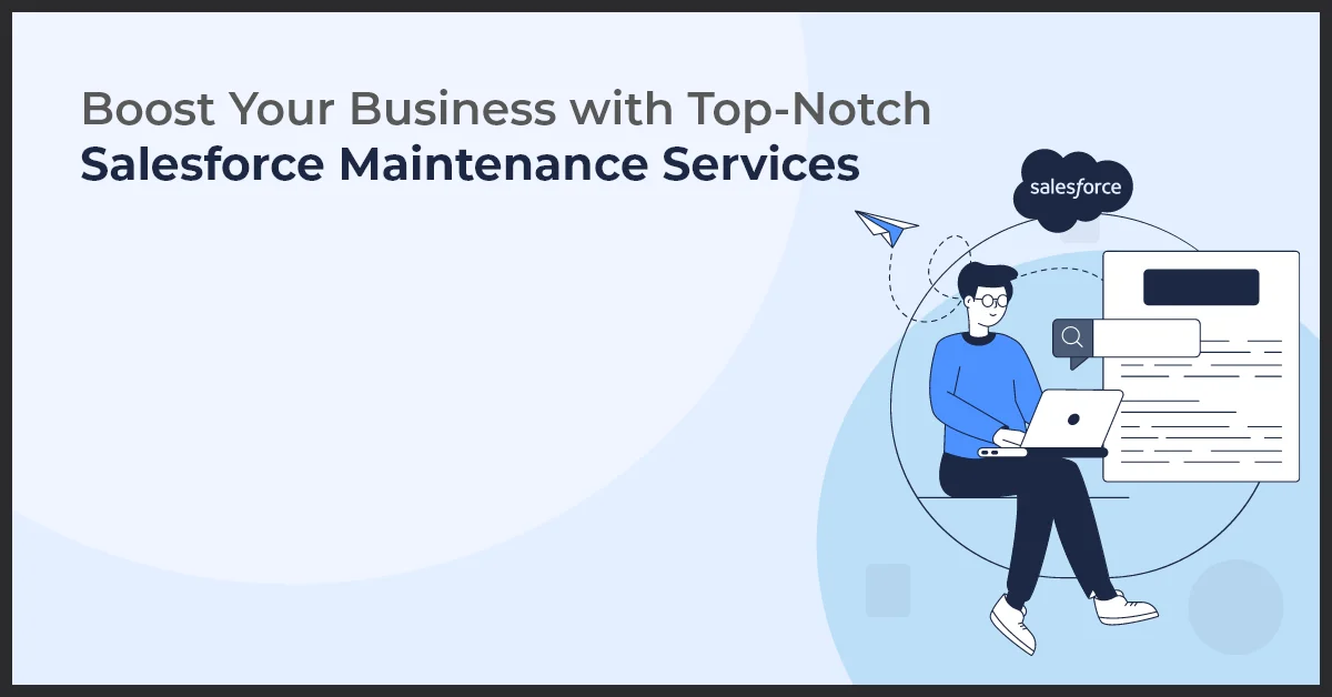 Sketch image of a man in a blue shirt sitting with laptop . This image representing Boost Your Business with Top-Notch Salesforce Maintenance Services