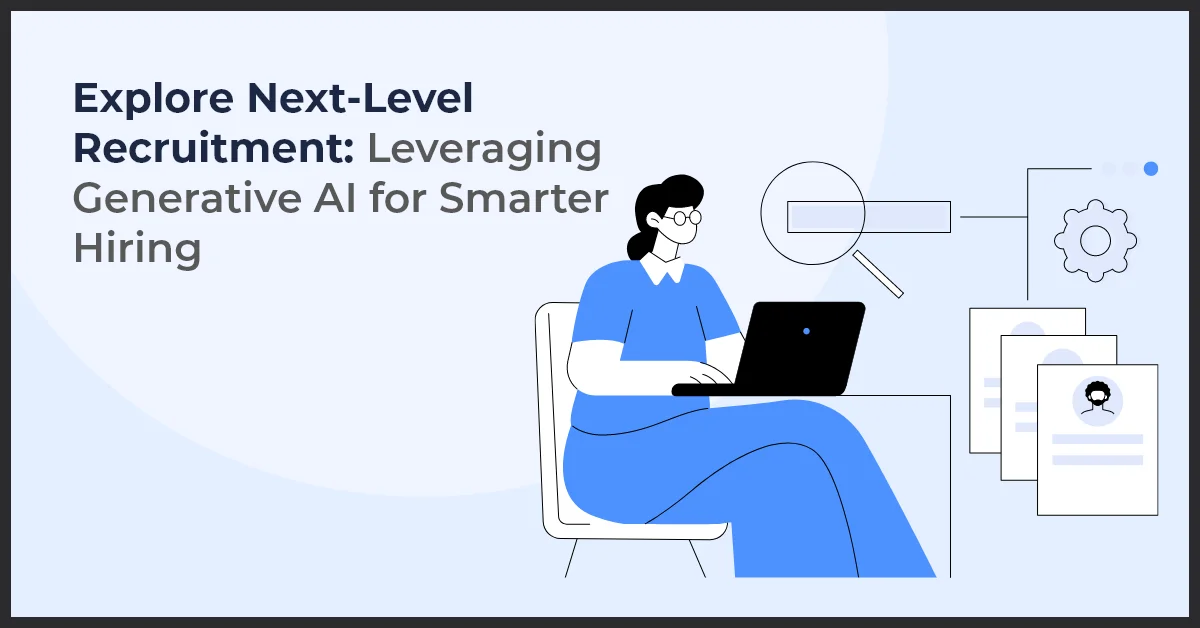 A woman sitting in a chair using a laptop representing Generative AI for Smarter Hiring