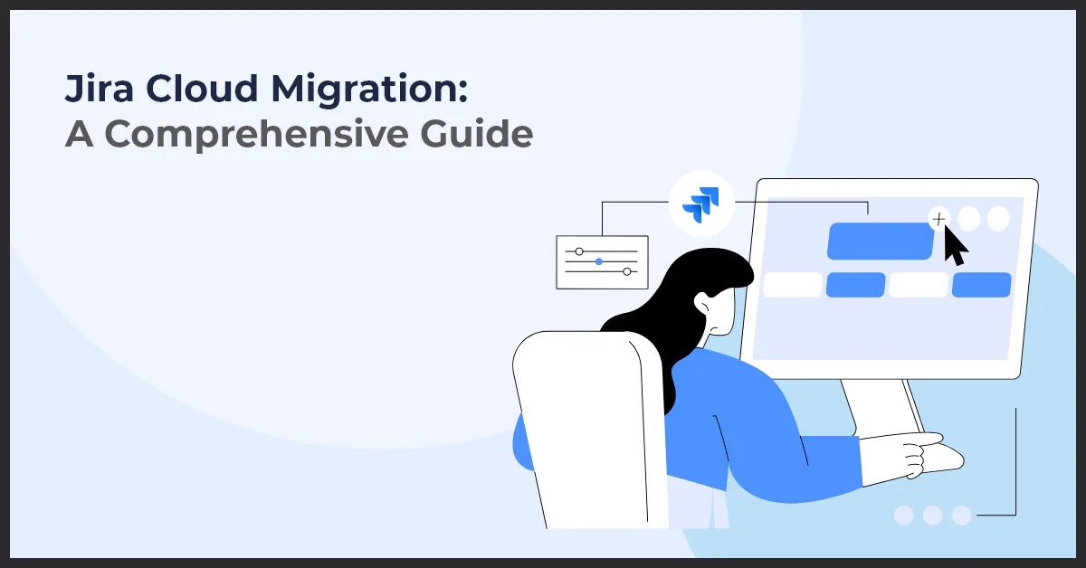 Image of a woman working on a computer, illustrating Jira cloud migration