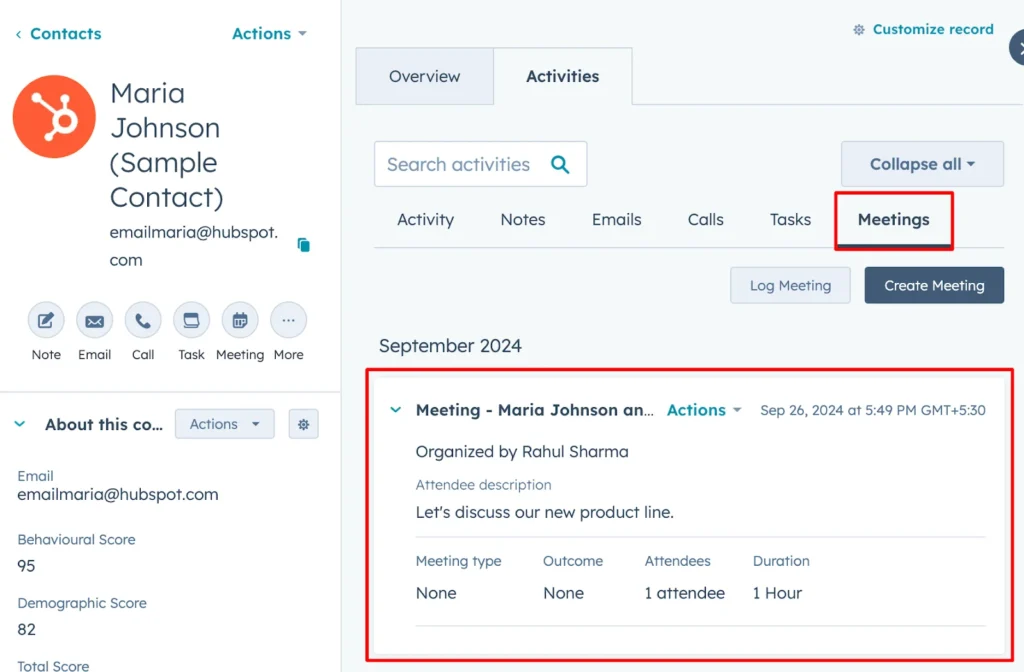 HubSpot Meeting Logging Feature