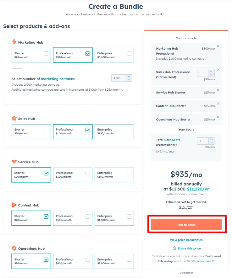 Screenshot of HubSpot custom toolkit 