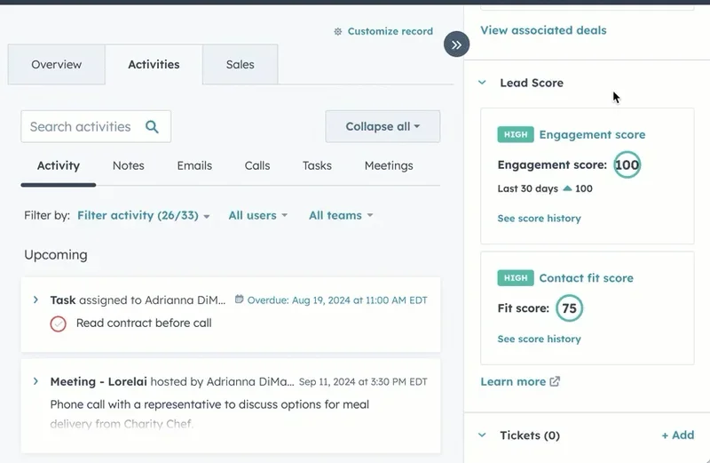 Lead Scoring Details on the Contact Info Page using Custom Cards